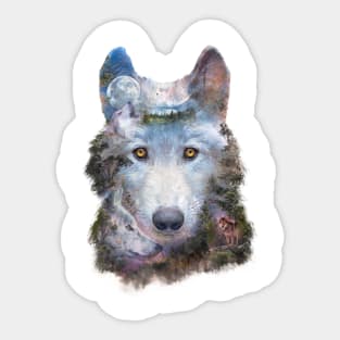 Wolf Moon Surreal Sticker